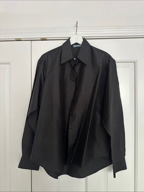IMPERIO Black Satin Button Up Shirt